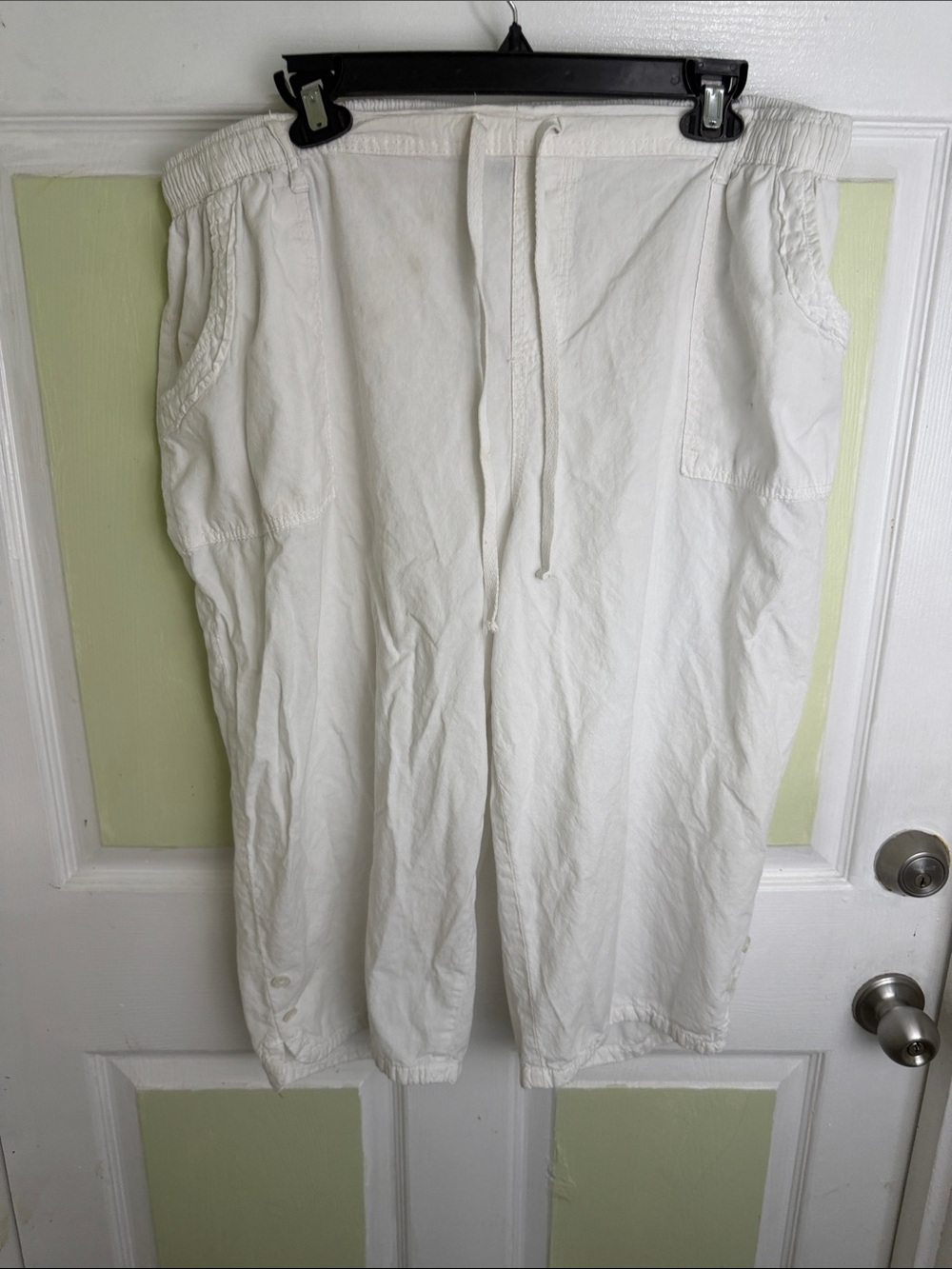 Men's White Elastic-Waist Drawstring Jogger Pants